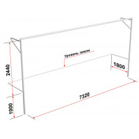 Ворота футбольные Glav с консолью для натяжения сетки, разборные (7,32х2,44 м) 15.100.1 шт