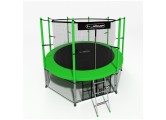 Батут i-Jump Classic 14FT 427 см с нижней сетью и лестницей зеленый