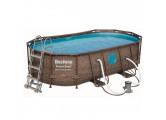 Бассейн овальный на стойках 427х250х100 см Bestway Power Steel Swim Vista 56714 ротанг