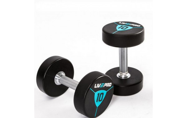 Гантели в уретане 14 кг Live Pro Premium Urethane Dumbbells LP8000-14 600_380