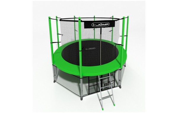 Батут i-Jump Classic 10FT 306 см с нижней сетью и лестницей зеленый 600_380