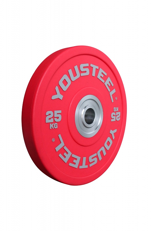 Диск PU 25кг YouSteel бампированный, полиуретановый, красный 533_800