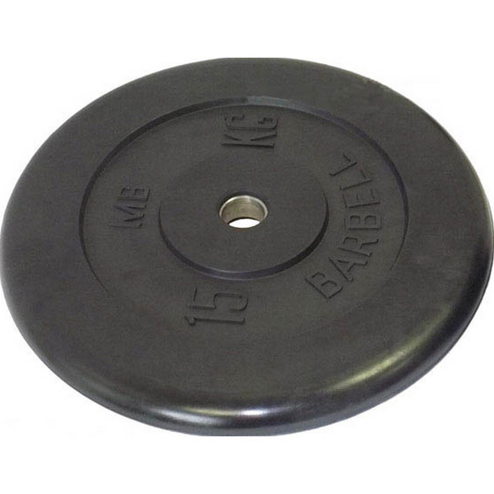 Диск обрезиненный 15 кг MB Barbell MB-PltB26-15 черный 1000_1000