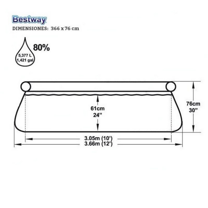 Бассейн с надувным бортом 366х76 см Bestway 57273 800_800