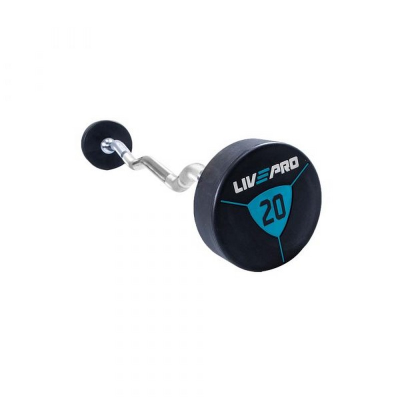 Фиксированная кривая штанга Live Pro Ez Curl Urethane Barbells LP8011-10 10кг 800_800