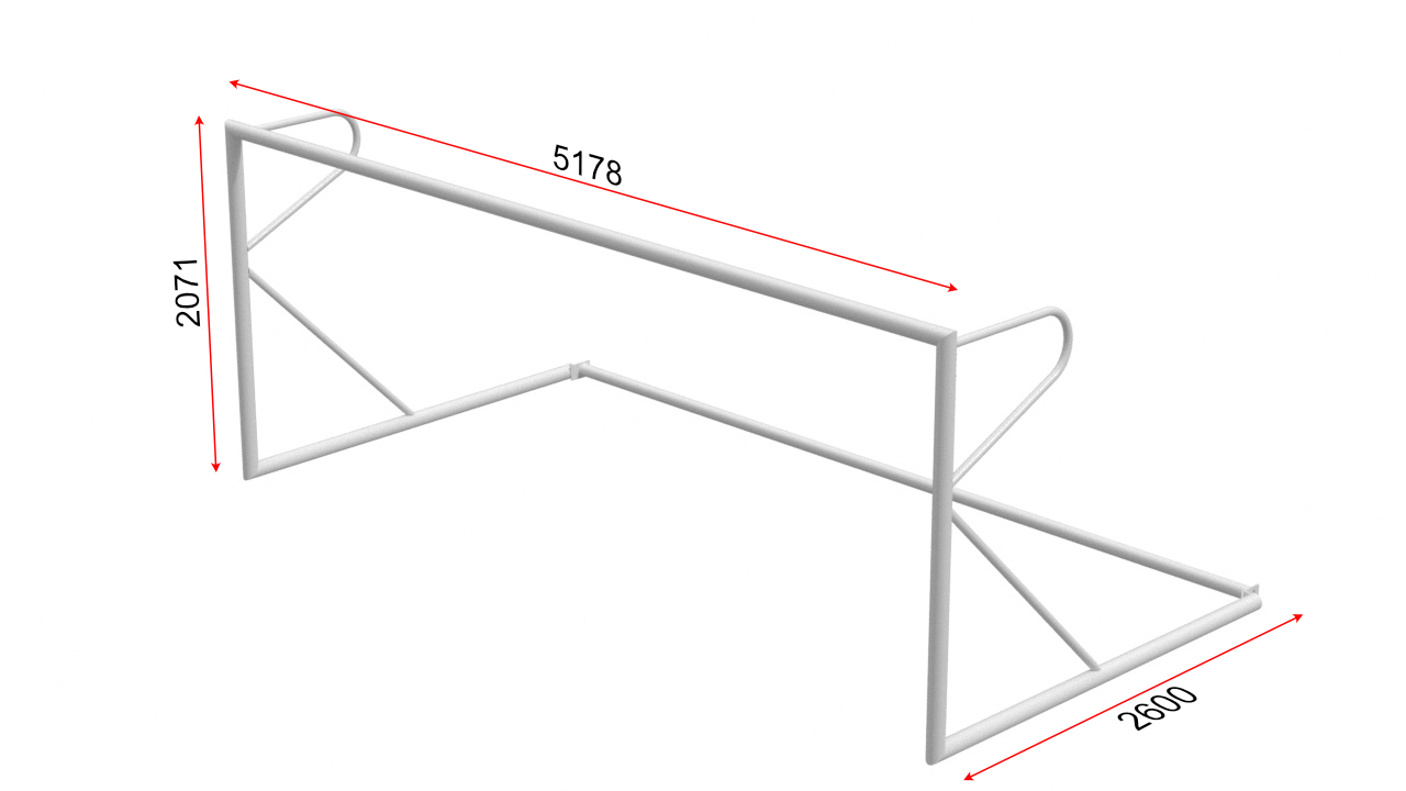 Ворота футбольные 5х2 м, с раскосом, тип 3 Glav 15.109.01 1280_720