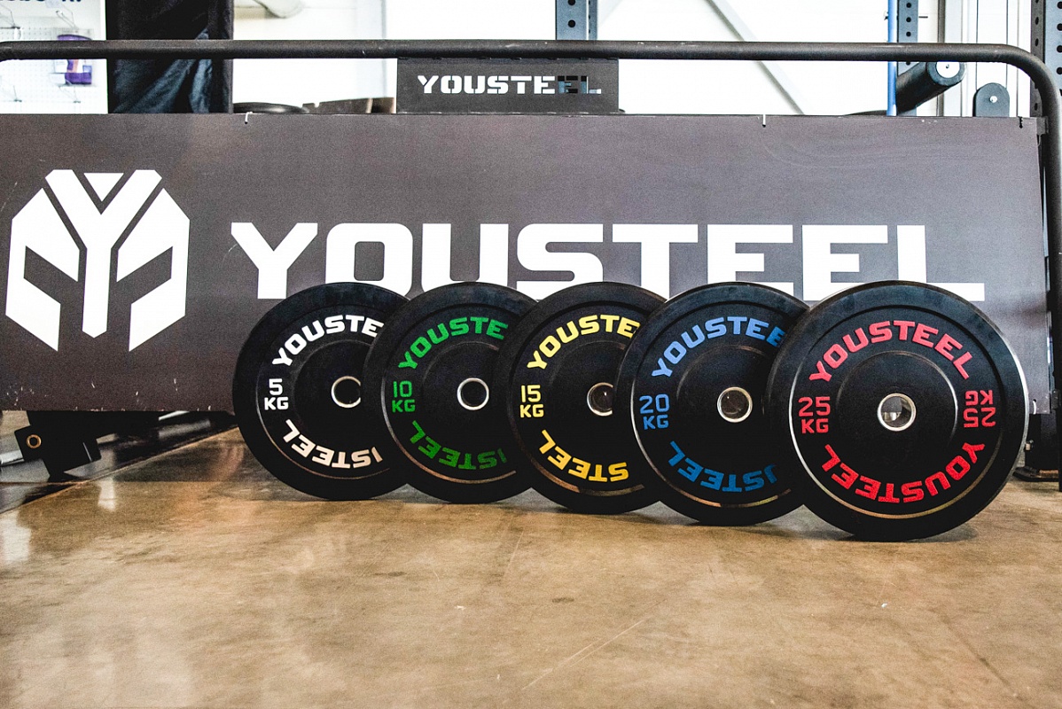 Диск каучуковый для штанги YouSteel тренировочный черный 25кг 1198_800