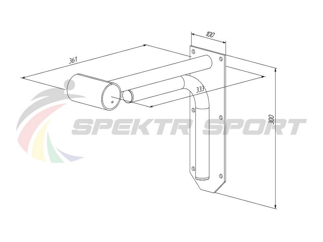 Хореографический станок пристенный однорядный Spektr Sport Батман Дуб 1068_800