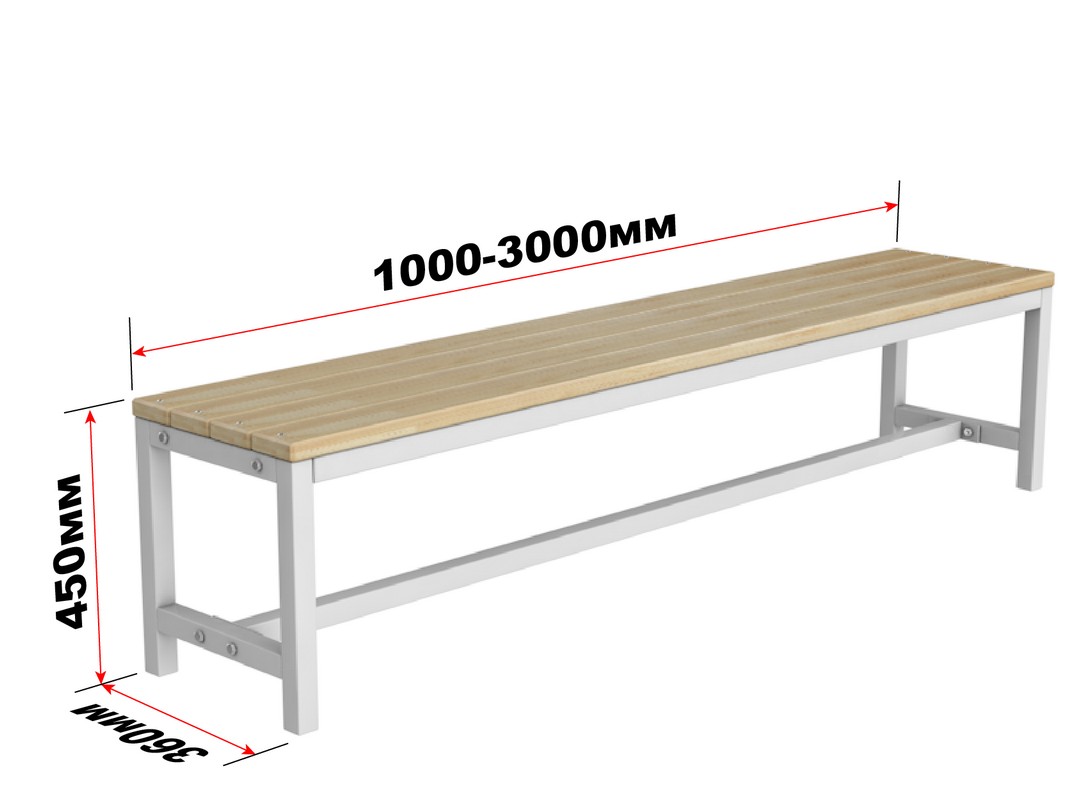 Скамейка для раздевалки без спинки разборная, 100см Glav 10.7000-1000 1067_800