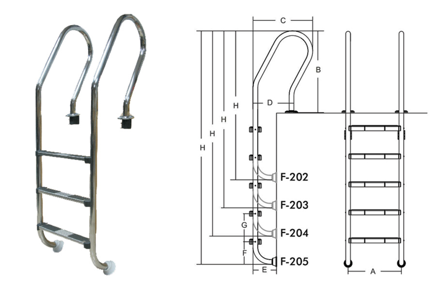 Лестница для бассейнов серии F F204 ПТК Спорт 021-0533 900_600